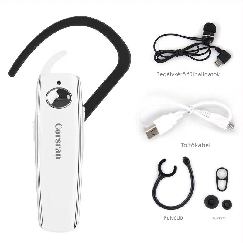 Bluetooth fülhallgató K500 — Bluetooth 5.0, kettős mikrofonos zajcsökkentés 5.0, 10 m hatótáv, akkumulátor-üzemidő >8 óra, fülre helyezett használat