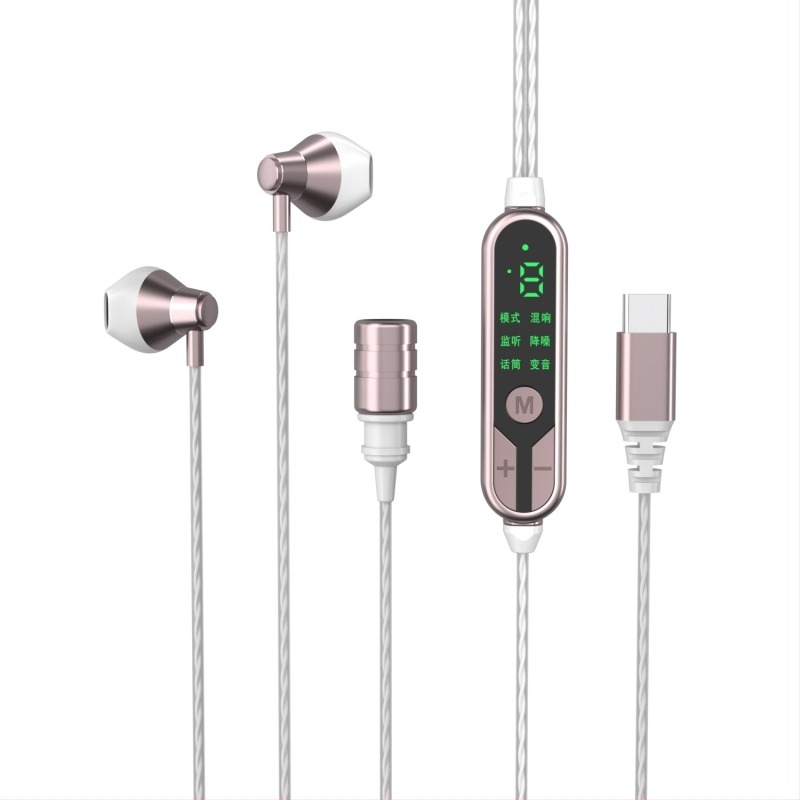 Kábeles fülhallgató mikrofonnal karaokehoz, 14,2 mm meghajtók, 20–20 kHz frekvencia, 12 cm kábel, egyenes dugó