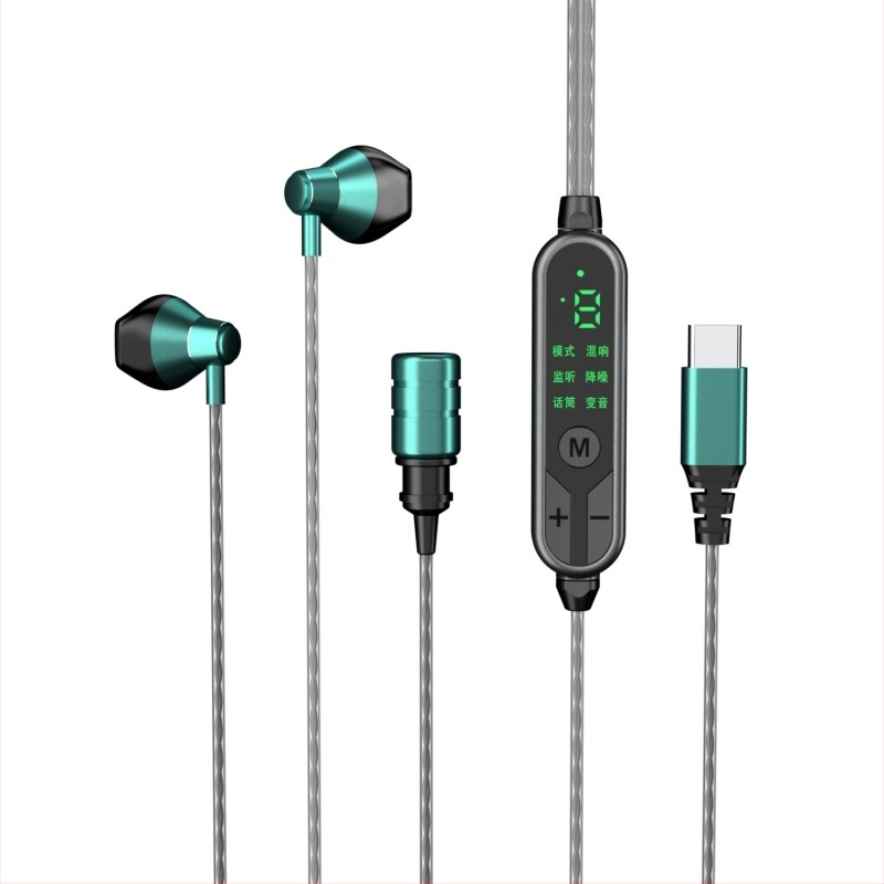 Kábeles fülhallgató mikrofonnal karaokehoz, 14,2 mm meghajtók, 20–20 kHz frekvencia, 12 cm kábel, egyenes dugó