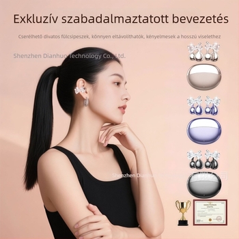 M110 intelligens fordítású Bluetooth fülhallgató fülrögzítővel, gyémánt csattal – luxus, sportos stílus, DIY kiegészítők