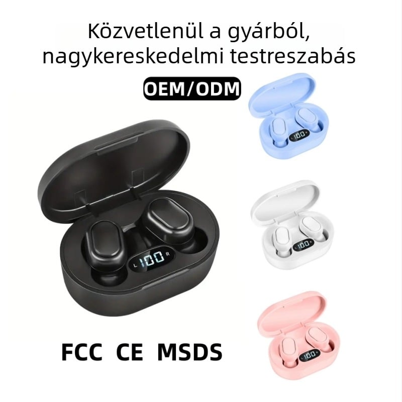 In-Ear Bluetooth headset USB-C porttal, Bluetooth 5.3, LED akkumulátor kijelző, akár 4 órás üzemidő