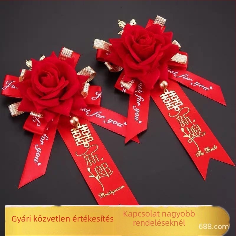 Esküvői korzage – flanel anyag, testre szabható, márka Corsage, csomagolás karton
