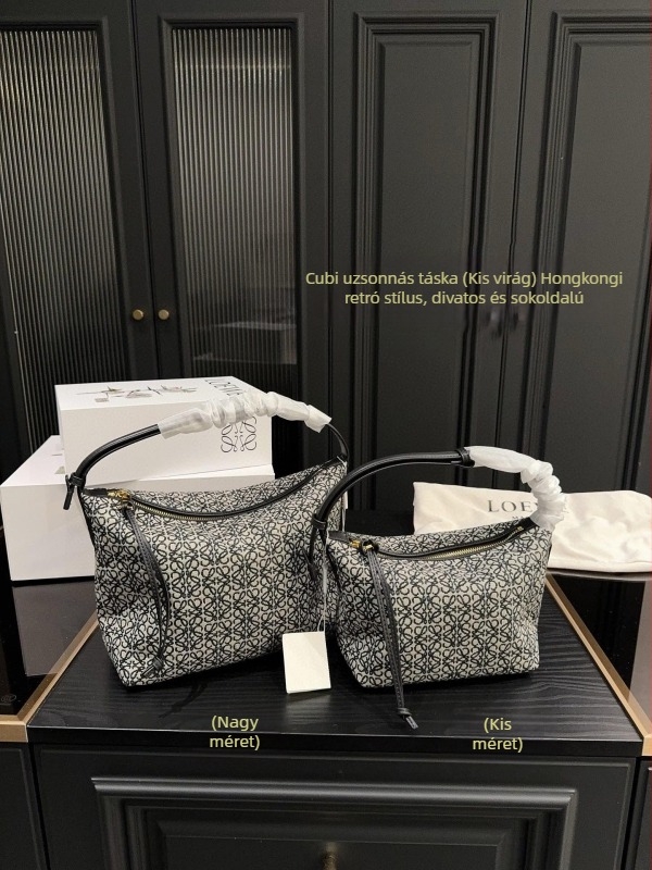 Luojia Cubi ebédtáska, vintage jacquard hímzés, közepes méret, kézben hordható női táska