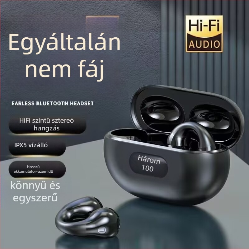 Klipes típusú vezeték nélküli Bluetooth headset, Bluetooth 5.3, 10 m hatótávolság, 4–8 óra üzemidő, sztereó