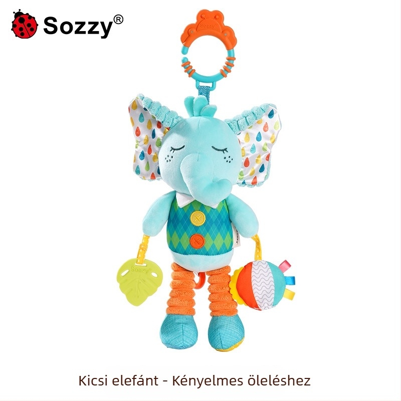 Sozzy újszülött babakocsi függő plüss játék – megnyugtató, támogatja fejlődést (érzelem, látás, kéz-szem koordináció), 0-3 évesek számára