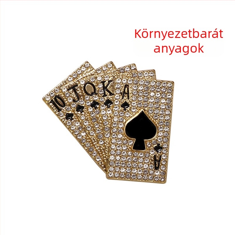 Kitűző - játékkártya mintázatú, cinkötvözet, gyémántvágott, szám formájú, dekoratív divat kiegészítő