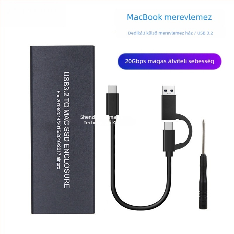 SSD tok MacBook Pro/Air 2013–2016-hoz, USB 3.2 Type-C, alumínium ötvözet ház, támogatja a 4 TB-ig, modell MCA7116