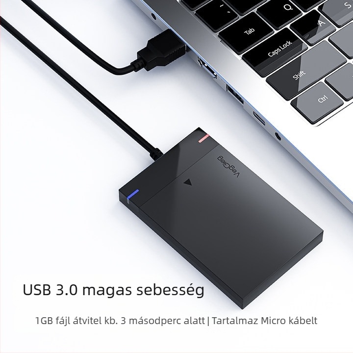 M.2 SSD külső ház USB 3.1 Gen2 Type-C, kettős protokoll, 10 Gbps, alumínium ötvözet, 8 TB-ig