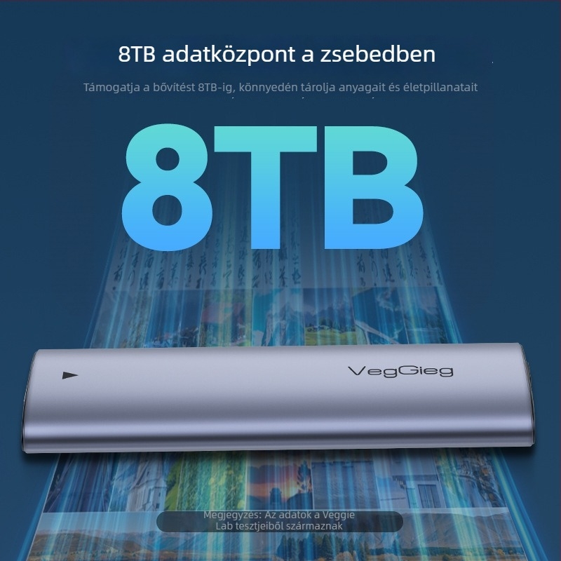 M.2 SSD külső ház USB 3.1 Gen2 Type-C, kettős protokoll, 10 Gbps, alumínium ötvözet, 8 TB-ig