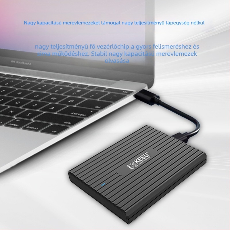 Külső SATA merevlemez tok USB-C-vel, ABS ház, RGB LED kijelző, modell K3-B