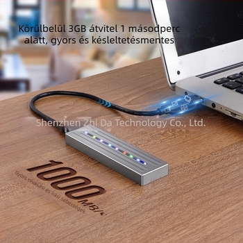 M.2 SSD külső, alumínium ötvözet, USB 3.1, kettős protokoll, 2 TB támogatás