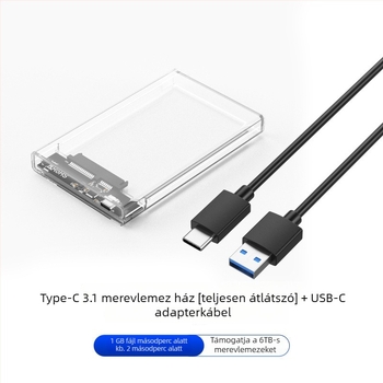2,5 hüvelykes USB 3.1 SSD/HDD külső tok – szerszámmentes push-pull kialakítás, támogatás 6 TB-ig, modell YC-C9