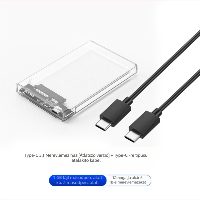 2,5 hüvelykes USB 3.1 SSD/HDD külső tok – szerszámmentes push-pull kialakítás, támogatás 6 TB-ig, modell YC-C9