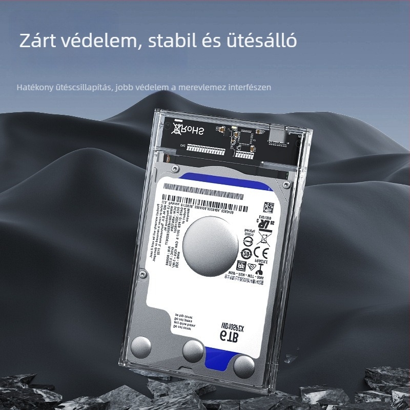 2,5 hüvelykes USB 3.1 SSD/HDD külső tok – szerszámmentes push-pull kialakítás, támogatás 6 TB-ig, modell YC-C9
