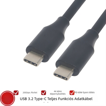 L-alakú USB-C 3.2 Gen2 adatkábel, két végű csatlakozóval, PD gyors töltés, 4K kijelző támogatás