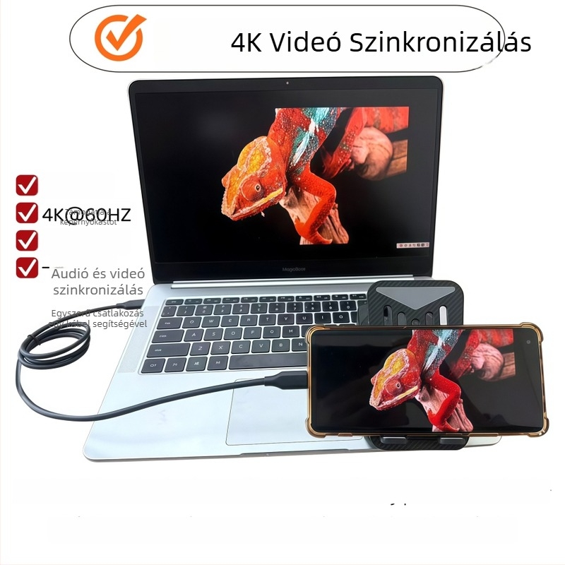 L-alakú USB-C 3.2 Gen2 adatkábel, két végű csatlakozóval, PD gyors töltés, 4K kijelző támogatás