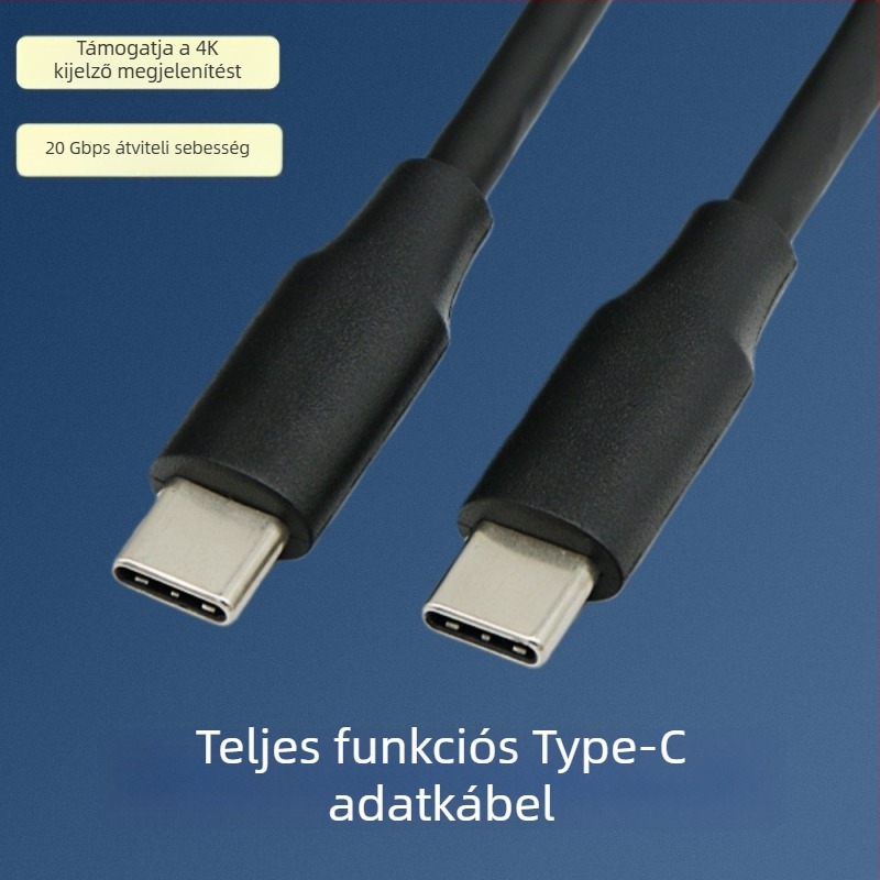 16-vezetékes USB 3.2 Type-C–tól Type-C-ig adatkábel 4K videóhoz és gyors töltéshez, 20V/3A