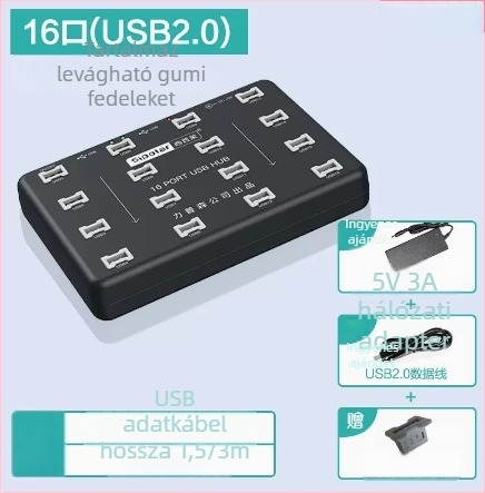 A-100 16-port USB 2.0 hub külső tápellátással, 480 Mbps