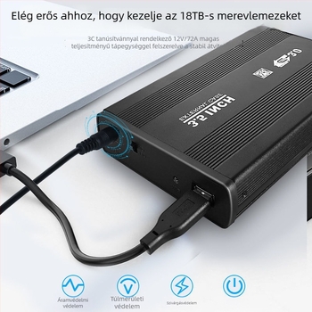 Külső merevlemez-ház, alumíniumötvözet, USB 3.0 csatlakozó, kompatibilis asztali és noteszgép HDD-kkel