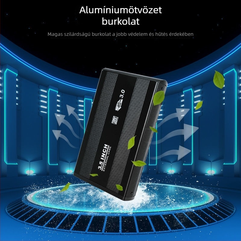 Külső merevlemez-ház, alumíniumötvözet, USB 3.0 csatlakozó, kompatibilis asztali és noteszgép HDD-kkel