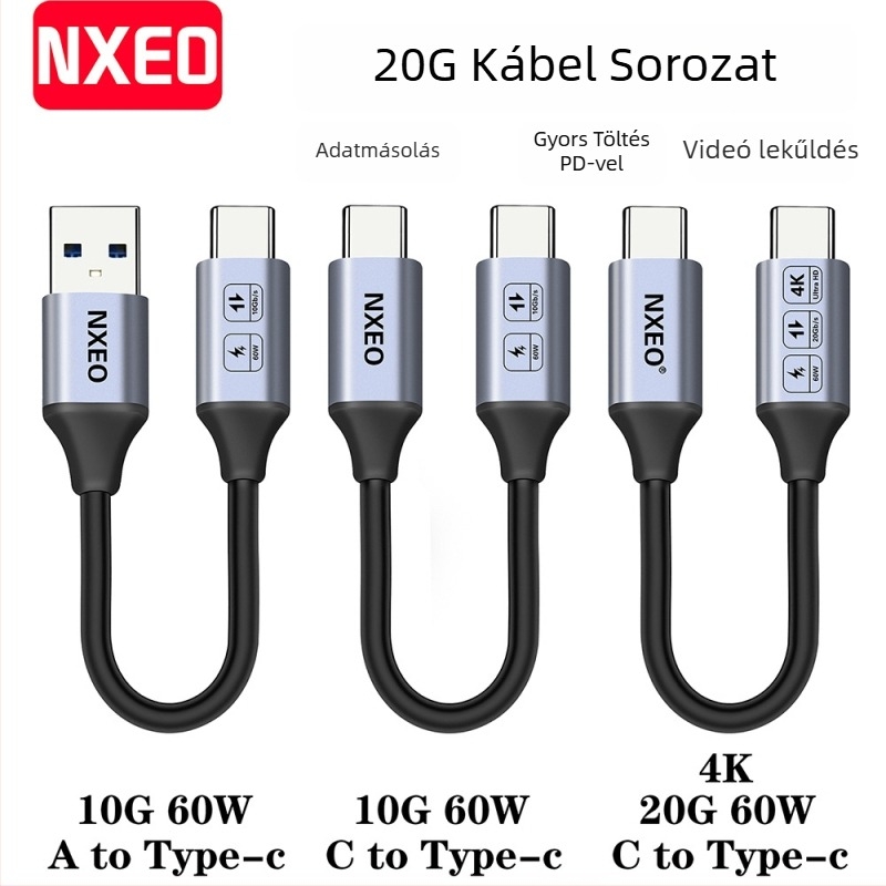 USB-C 3.1 interfeszű USB-kábel hordozható merevlemez bővítéséhez, réz vezeték, állítható hosszúságú, számítógéphez