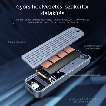 Rihao R10 M.2 NVMe SSD ház, alumíniumötvözet, támogatja a 4TB-ot, 10Gbps átviteli sebesség