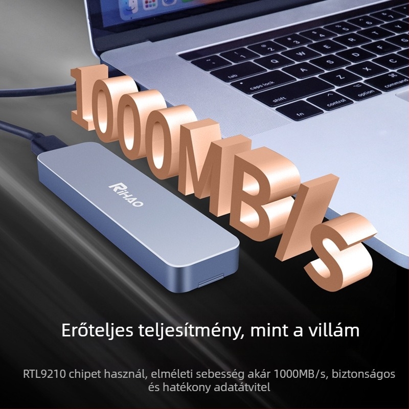 Rihao R10 M.2 NVMe SSD ház, alumíniumötvözet, támogatja a 4TB-ot, 10Gbps átviteli sebesség