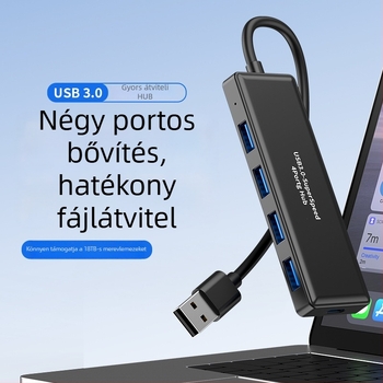 USB 3.0 hub, 4-portos, 5 Gbps átviteli sebesség, külső tápegységgel, modell H-306