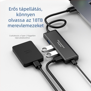 USB 3.0 hub, 4-portos, 5 Gbps átviteli sebesség, külső tápegységgel, modell H-306