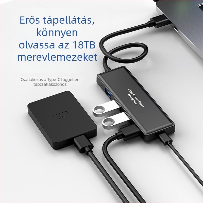 USB 3.0 hub, 4-portos, 5 Gbps átviteli sebesség, külső tápegységgel, modell H-306