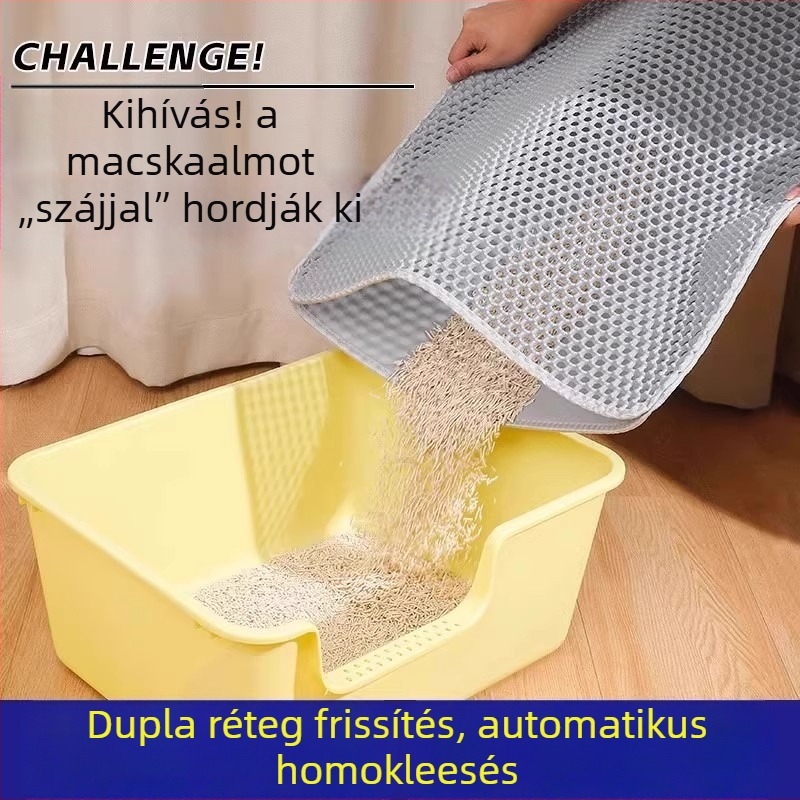 Extra nagy, kétszintes macskaalom-szőnyeg – gyűjti és szűri az almot
