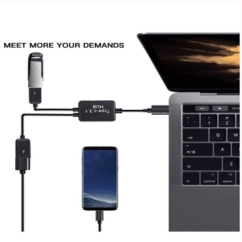 USB-C OTG hub 2-portos elosztóval, USB 2.0, 480 Mbps, Modell BPD-01