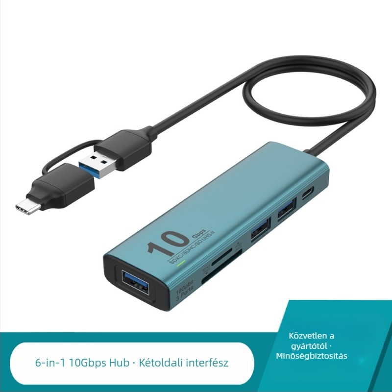 USB hub és bővítő dokk, 10Gbps, USB 3.2 Gen2, modell UCA613+, 50 cm kábel