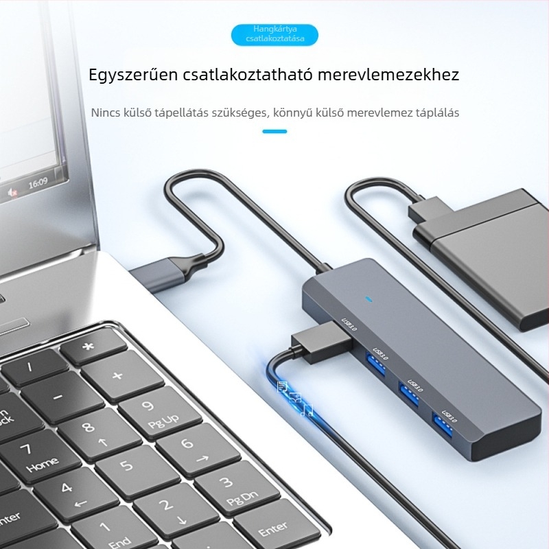 Liypop USB-C 4-portos USB 3.0 hub laptopokhoz, 5 Gbps, külső táp nélkül