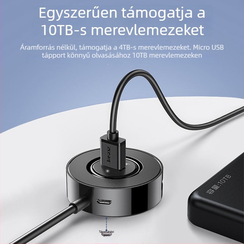 USB 2.0 4-portos hub, modell F101, külső tápellátás nélküli, kábelhossz 0,3/0,5/1,2 m