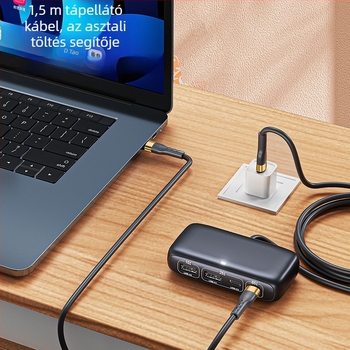 Xinlewei 9802- 100W Type-C négyportos USB 2.0 hub, 1,5 m kábel, külső tápegység nélkül