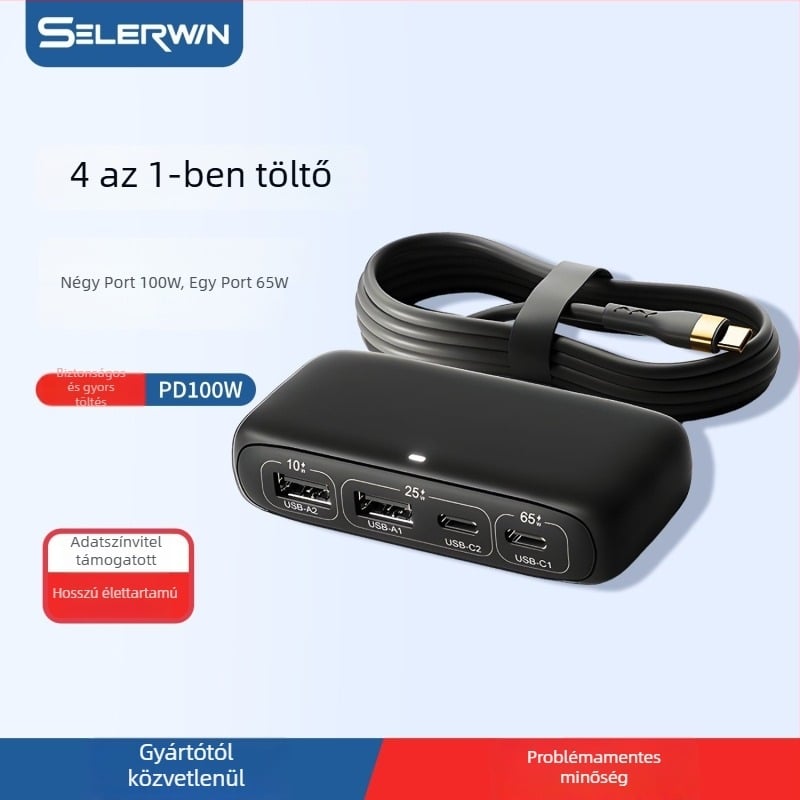 Xinlewei 9802- 100W Type-C négyportos USB 2.0 hub, 1,5 m kábel, külső tápegység nélkül