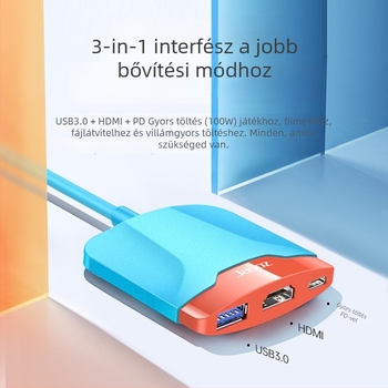 Type-C 3-portos bővítő dok Nintendo Switchhez (T-H106/T-H114) külső tápegységgel, 5.0GB átviteli sebesség