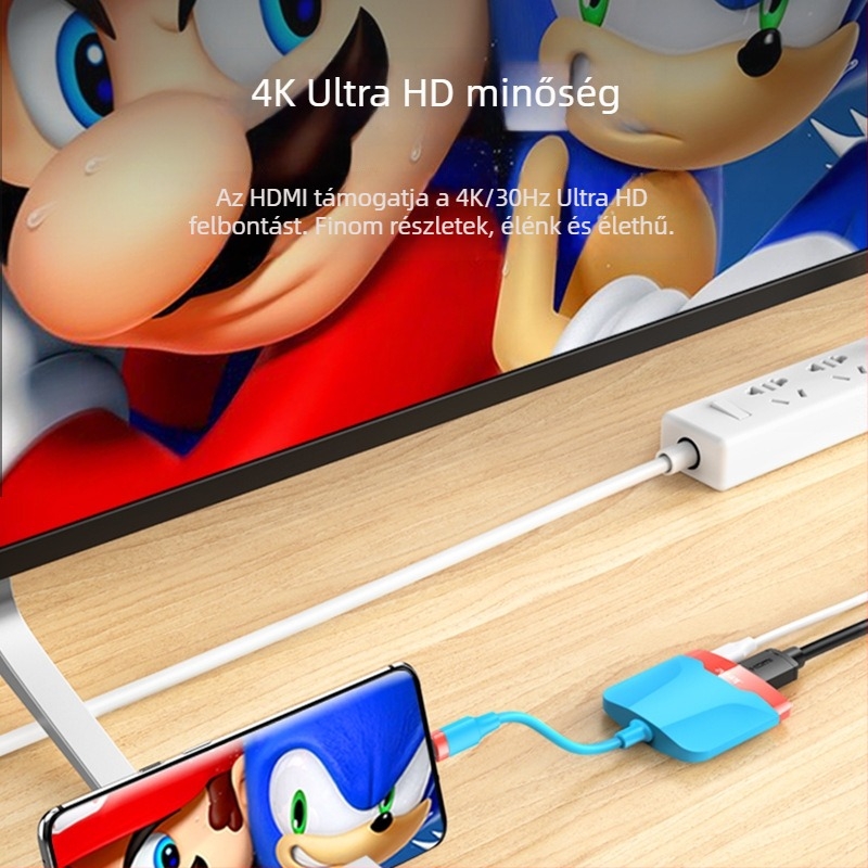 Type-C 3-portos bővítő dok Nintendo Switchhez (T-H106/T-H114) külső tápegységgel, 5.0GB átviteli sebesség