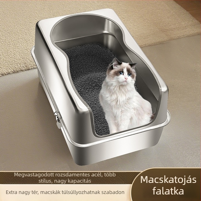 Macska toalett felső bemeneti kialakítású, rozsdamentes acél, karcolásálló, fröccsenésálló, tartós