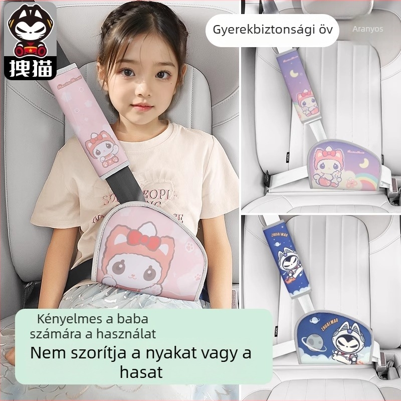 Pull the cat gyerek autóbiztonsági öv állító, Rajzfilm mintázat, PP pamut, 200 g