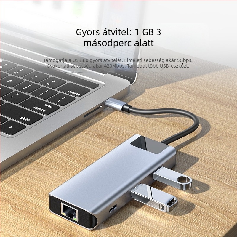 USB-C dokkoló állomás, hat egyben: USB 3.0 x2, SD, TF, HDMI, PD