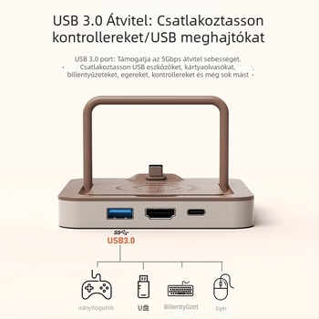Type-C dokkoló állomás telefonhoz és tablethez HDMI videókonverterrel, 4K támogatás, 5Gbps, külső tápellátás nélkül