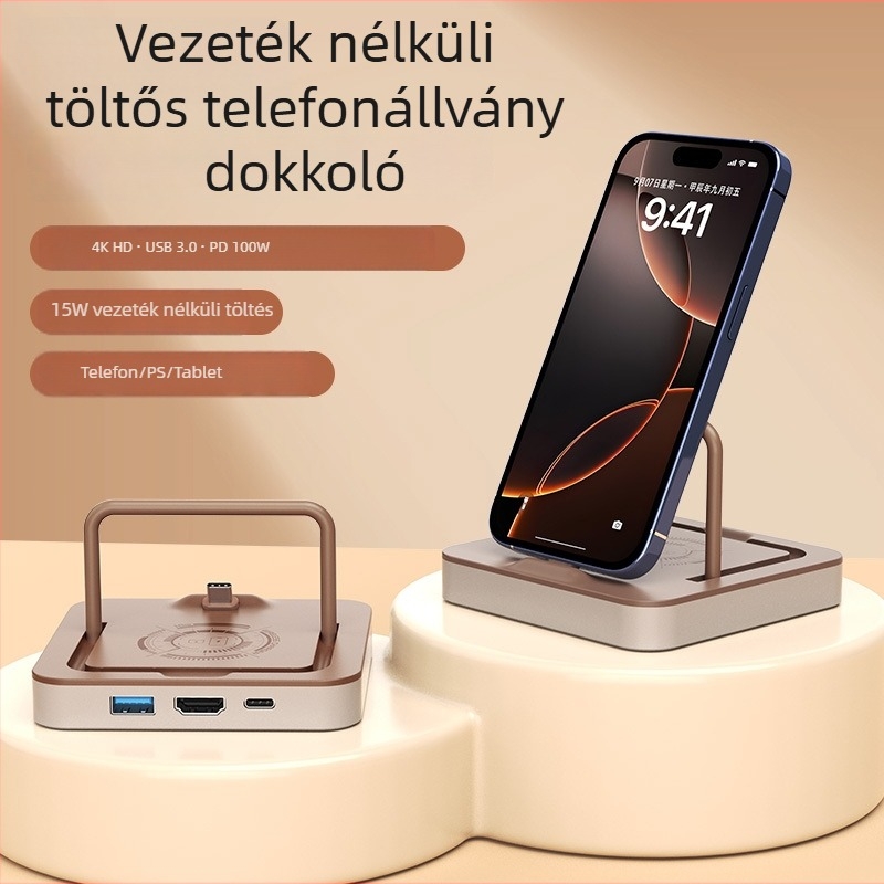Type-C dokkoló állomás telefonhoz és tablethez HDMI videókonverterrel, 4K támogatás, 5Gbps, külső tápellátás nélkül