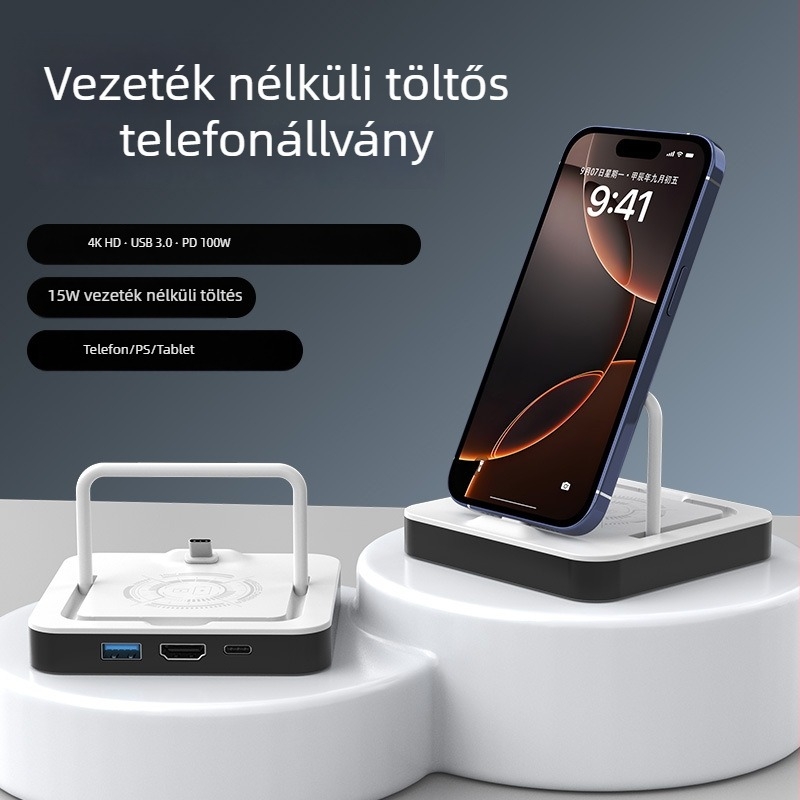 Type-C dokkoló állomás telefonhoz és tablethez HDMI videókonverterrel, 4K támogatás, 5Gbps, külső tápellátás nélkül