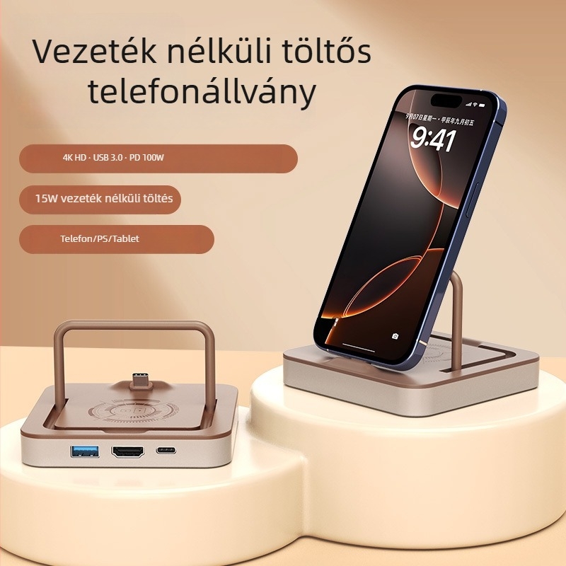 Type-C dokkoló állomás telefonhoz és tablethez HDMI videókonverterrel, 4K támogatás, 5Gbps, külső tápellátás nélkül