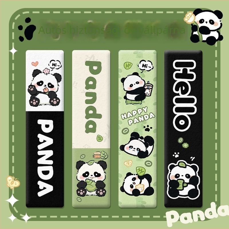 Karikatúra panda autóöv vállpárna, rövid plüss, csúszásmentes, univerzális minden évszakhoz