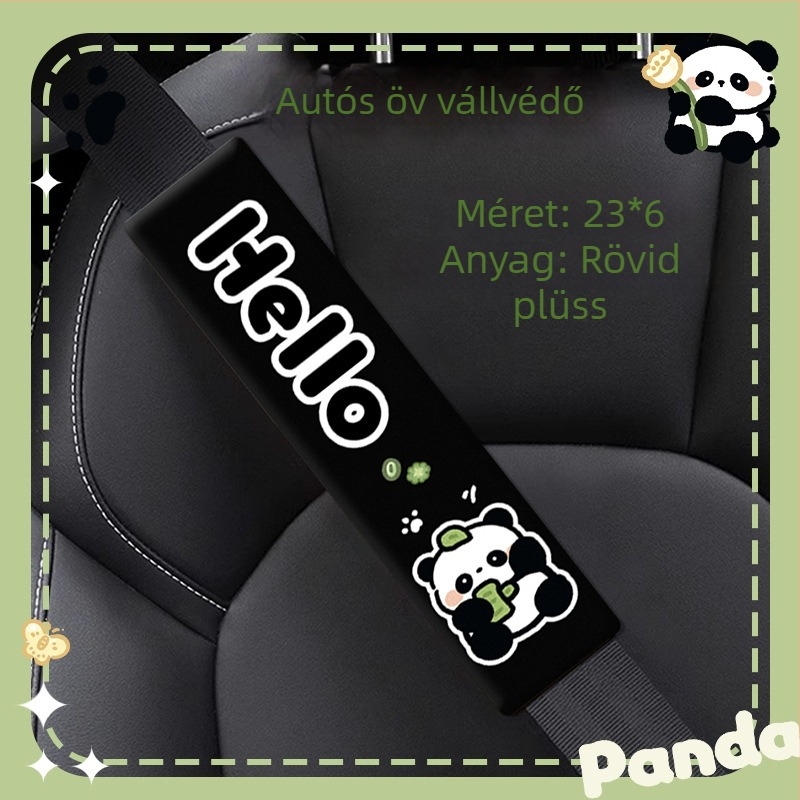 Karikatúra panda autóöv vállpárna, rövid plüss, csúszásmentes, univerzális minden évszakhoz