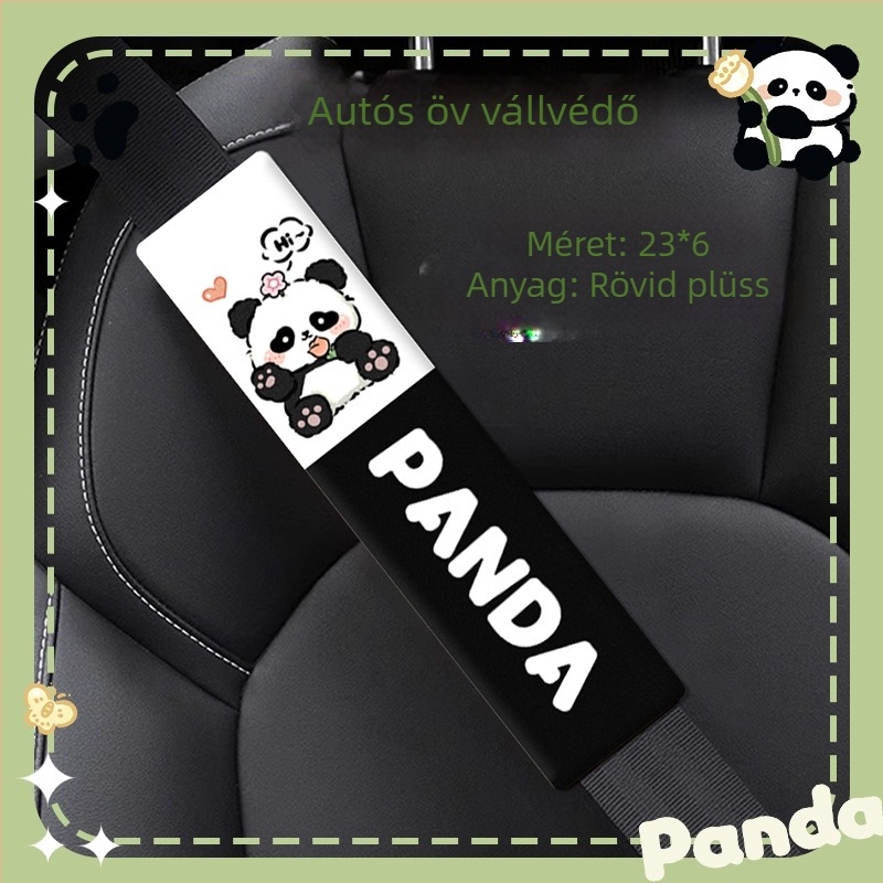 Karikatúra panda autóöv vállpárna, rövid plüss, csúszásmentes, univerzális minden évszakhoz