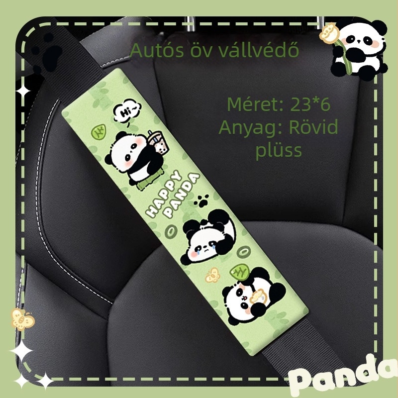 Karikatúra panda autóöv vállpárna, rövid plüss, csúszásmentes, univerzális minden évszakhoz